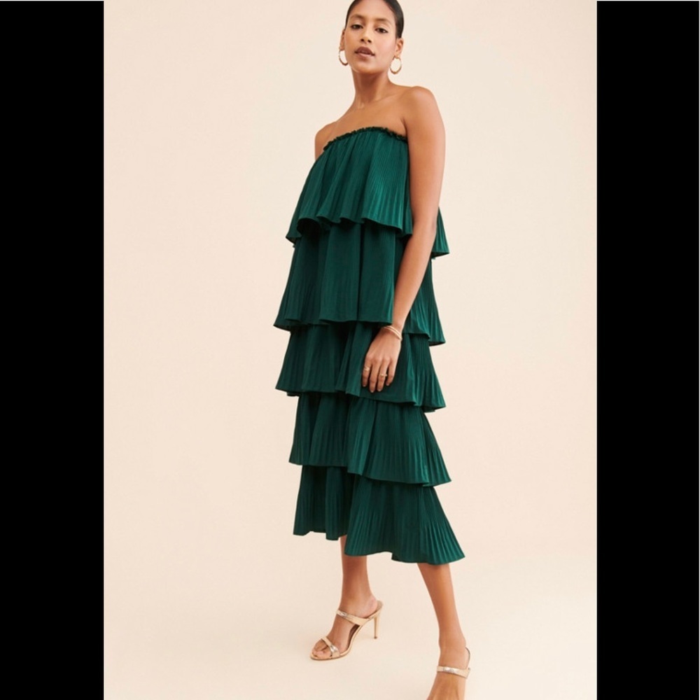 Anthropologie Mare Mare Pleated Tiered Midi Dress